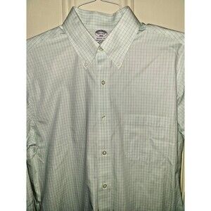 NWT Brooks Brothers windowpane check button down dress shirt, sz 34-35 / 15 1/2